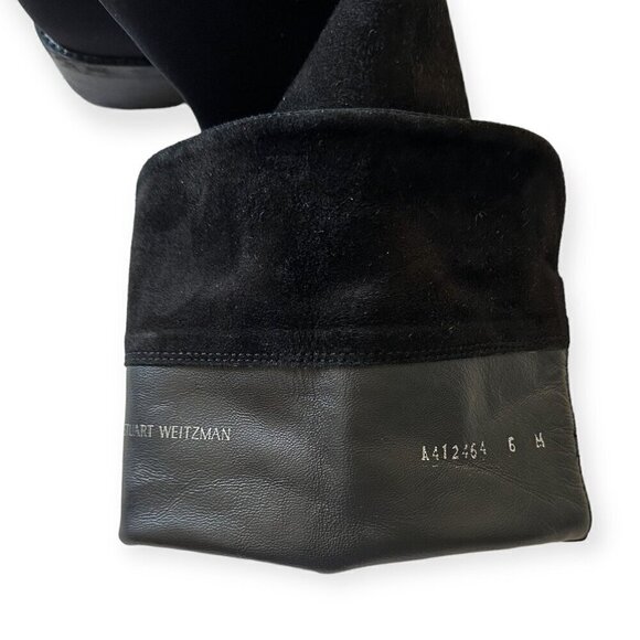 Stuart Weitzman‎ Over the Knee Black Suede/Stretch 50/50 Boots, Size 6M - Picture 7 of 15